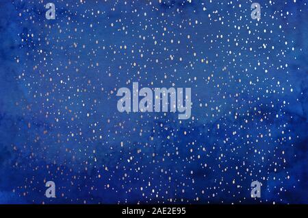 Dark Blue aquarell Textur verziert mit funkelnden Rose Gold dots Stockfoto