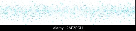 Schneeflocken lange Banner. Horizontale lange Muster mit Schnee fallen. Weihnachten Website Banner oder Überschrift Hintergrund. Weihnachten Feier flache Bauform. Winter Stock Vektor