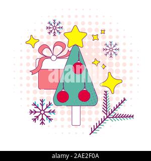 Vector Illustration von Weihnachten Übersicht Hintergrund mit Designelementen für Design, Website, Banner oder Gruß Postkarte. Neues Jahr und Weihnachten Element Stock Vektor