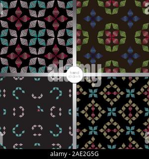 Hand Zierpflanzen nahtlose Muster gezeichnet. Vektor abstrakt bunt glänzenden Hintergrund. Stock Vektor