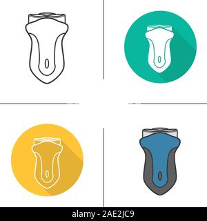 Elektrische Rasierer Symbol. Flache Bauweise, lineare und Farbe Stile. Rasiermesser. Isolierte Vektorgrafiken Stock Vektor