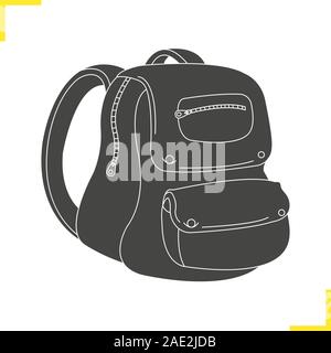 Schule Rucksack Glyphe Abbildung. Schultasche silhouette Symbol. Student Rucksack. Negativer Platz. Vektor isolierte Symbol Stock Vektor