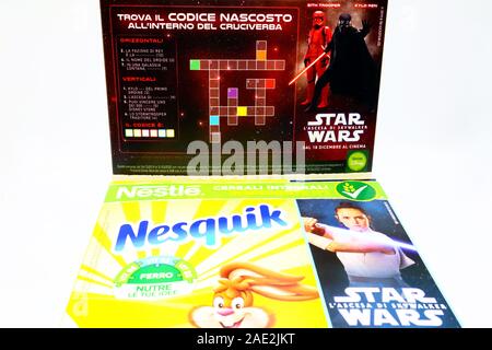 NESQUIK Nestlé Cerealien box Promotion für den Film STAR WARS der Aufstieg von Skywalker Stockfoto