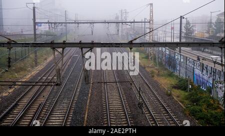 Leere Gleise während der Streik bei der SNCF, Lyon, Frankreich Stockfoto