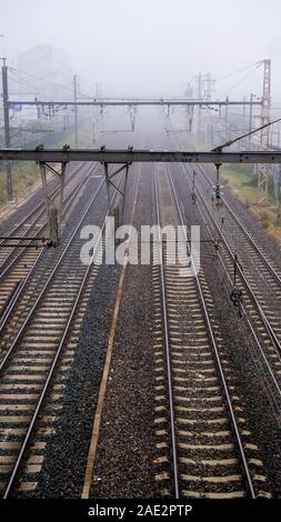 Leere Gleise während der Streik bei der SNCF, Lyon, Frankreich Stockfoto