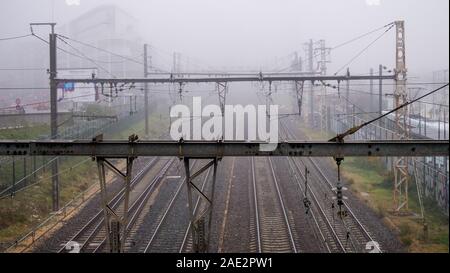 Leere Gleise während der Streik bei der SNCF, Lyon, Frankreich Stockfoto