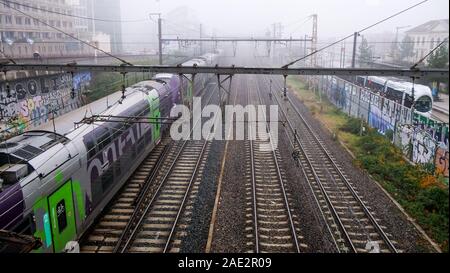 Leere Gleise während der Streik bei der SNCF, Lyon, Frankreich Stockfoto