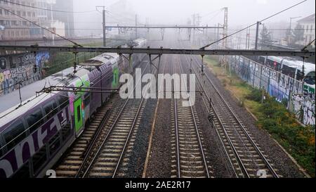 Leere Gleise während der Streik bei der SNCF, Lyon, Frankreich Stockfoto