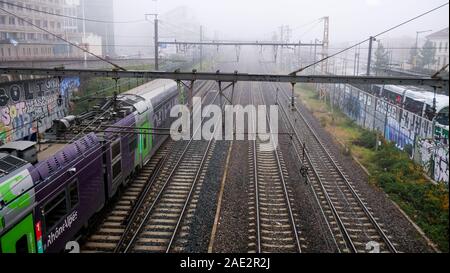 Leere Gleise während der Streik bei der SNCF, Lyon, Frankreich Stockfoto