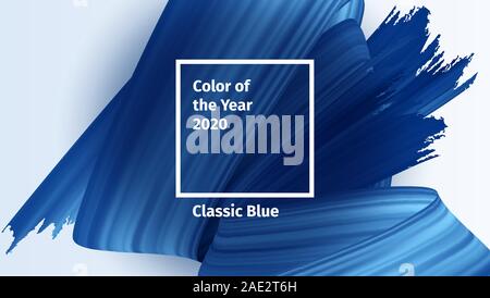 Farbe des Jahres 2020 vector Konzept. Classic Blau trend Palette. Blau realistische 3D-Rendern Pinselstriche. Abstract Vector ribbon Abbildung für Werbung, Blog und andere Stock Vektor