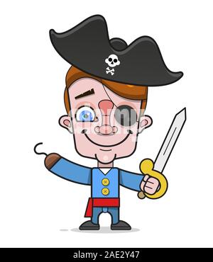 Cartoon Pirate. Für Grußkarte, Poster oder T-Shirt Druck geeignet. Stock Vektor