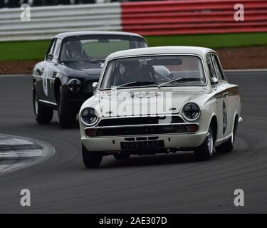 Mike Stephenson, Ford Lotus Cortina, HSCC historische Tourenwagen, Meisterschaft finale, Silverstone, Oktober 2019, historische Sportwagen Club, HSCC, Autos, Stockfoto