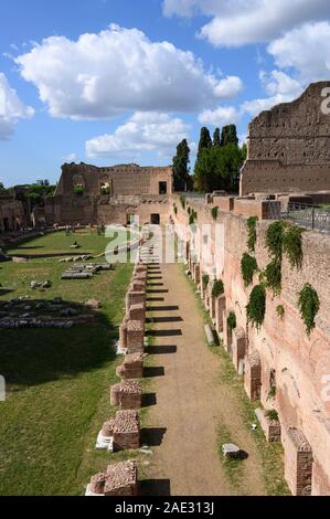 Rom. Italien. Die Pfälzische Stadion (Stadio Palatino) des Palastes des Domitian (Palazzo di Domiziano) auf dem Palatin. Stockfoto