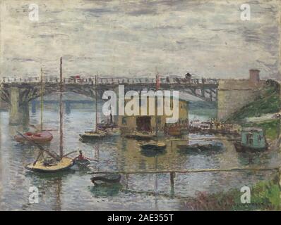 Brücke von Argenteuil an einem grauen Tag; c. 1876 Claude Monet, Brücke von Argenteuil auf ein grauer Tag, c 1876 Stockfoto