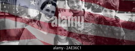 Das zusammengesetzte Bild im Close-up eine amerikanische Flagge Stockfoto