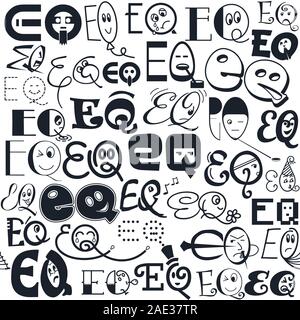 Lustige nahtlose Muster in Form von verschiedenen Emotionen als ein Symbol für emotionale Intelligenz, eq Stock Vektor