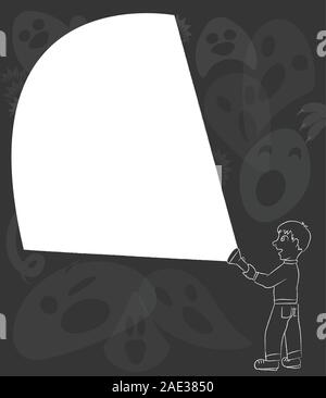 Abbildung: ein Kind seine Angst zu erkunden, Charaktereigenschaften Mut Stock Vektor