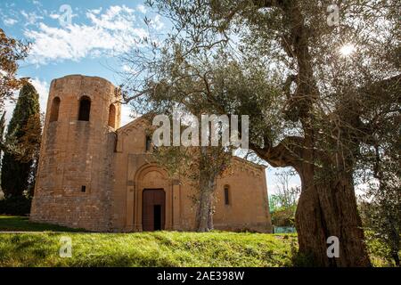 Die historische Kirche Pieve di Corsignano Pienza Toskana Italien Stockfoto