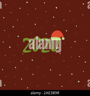Bard Hintergrund mit Inschrift 2020 und Schneeflocken. Frohes neues Jahr. Santa Claus hat. Holiday Banner, Karte und Poster. Stock Vektor
