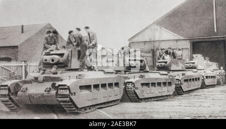 Sie sind für Russland bestimmt. Matilda Tanks, die für die Sowjetische Armee wurden in einem englischen Fabrik gebaut. Stockfoto