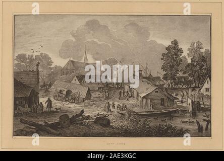 Dorf mit Teich; circa 1782 Datum Cornelis Ploos van Amstel und Cornelis Brouwer, nachdem Allart van Everdingen, Dorf mit Teich, c 1782 Stockfoto