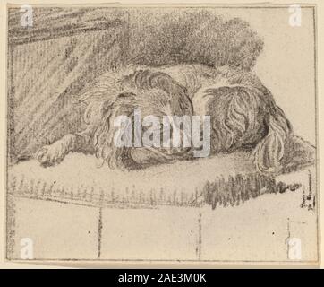 Liegender Hund; 1777 Datum Cornelis Ploos van Amstel und Cornelis Brouwer nach Frans van Mieris, Liegender Hund, 1777 Stockfoto