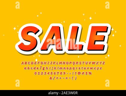 Verkauf Font trendigen farbigen 3D-Typografie alphabet Sans Serif Stil, Promotion, Party, Plakat, Verkauf Banner, anbieten. Vektor Stock Vektor