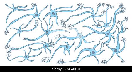 Neuron Zellen gesetzt. Sammlung von Gehirn neurocyte. Vektor illustartion. Stock Vektor