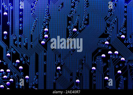 Blau abstrakte elektronische Leiterplatte Hintergrund Textur Stockfoto