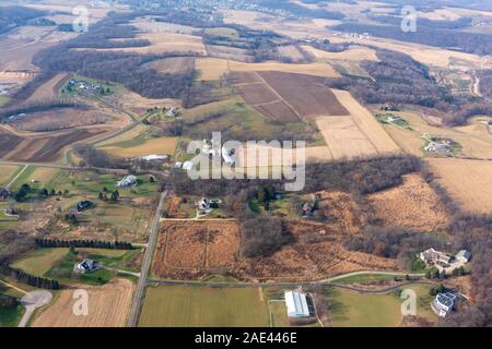 Luftaufnahme des ländlichen Cross Plains, Dane County, Wisconsin, USA. Stockfoto