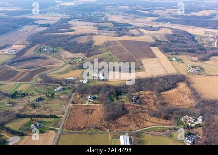 Luftaufnahme des ländlichen Cross Plains, Dane County, Wisconsin, USA. Stockfoto