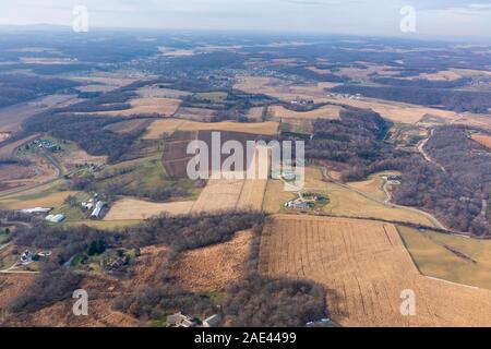 Luftaufnahme des ländlichen Cross Plains, Dane County, Wisconsin, USA. Stockfoto