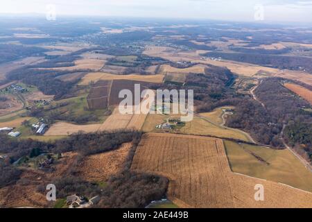 Luftaufnahme des ländlichen Cross Plains, Dane County, Wisconsin, USA. Stockfoto