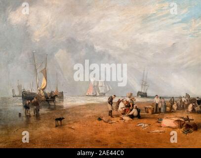 Der Fischmarkt am Hastings Beach von JMW Turner (1775-1851), Öl auf Leinwand, 1810 Stockfoto