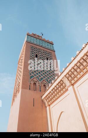 Koutoubia Moschee in Marrakesch, Marokko an einem sonnigen Nachmittag Stockfoto