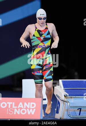 Glasgow, UK. 06 Dez, 2019. Joseline B. Pedersen (DEN) konkurriert in 100 m Brust der Frauen Halbfinale 1 von 2 Während der Tag 3 Der LEN Europäischen kurzen Kurs Schwimmen Meisterschaften 2019 in Tollcross International Swimming Center am Freitag, den 06. Dezember 2019. GLASGOW SCHOTTLAND. Credit: Taka Wu/Alamy leben Nachrichten Stockfoto