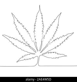 Durchgehende Linie zeichnen. Marihuana Blatt übersicht Symbol. Cannabis einfache Linie Vektor icon. Droge Pflanzen, Symbol, Logo Illustration. Stock Vektor