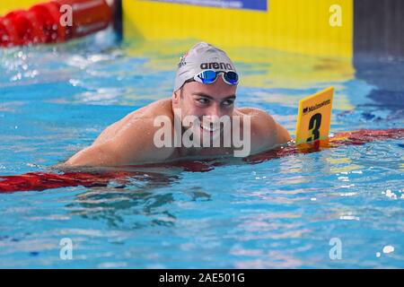 GLASGOW, VEREINIGTES KÖNIGREICH. 06 Dez, 2019. Gregorio Paltrinieri von Italien konkurriert in der Männer 1500 m Freistil Finale während der Tag 3 Der LEN Europäischen kurzen Kurs Schwimmen Meisterschaften 2019 in Tollcross International Swimming Center am Freitag, den 06. Dezember 2019. GLASGOW SCHOTTLAND. Credit: Taka G Wu/Alamy leben Nachrichten Stockfoto