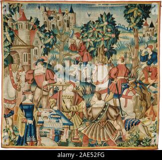 Design und Cartoon Flämischen, vermutlich aus dem 16. Jahrhundert in Tournai Tournai; in einem nicht bestimmbaren Workshop gewebt, die Rückkehr von der Jagd,, C. 1525/1550, Tapestry: ungefärbte wolle Warp, gefärbte Wolle und Seide Schuß, Geschenk der Coe Stiftung Flämischen aus dem 16. Jahrhundert, die Rückkehr von der Jagd, c 1525-1550 Stockfoto