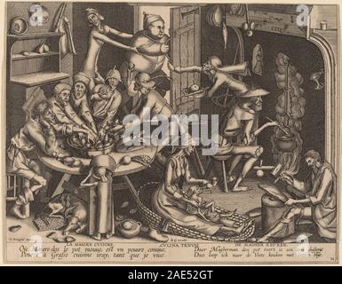 Die Dünne Küche; 1610/1630 Flämischen aus dem 17. Jahrhundert, nach Pieter van der Heyden, nach Pieter Bruegel der Ältere, Die dünnen Küche, 1610-1630 Stockfoto