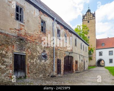 Ställe und Innenhof schlossplatz von Schloss Strehla Sachsen Deutschland. Stockfoto