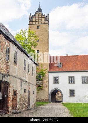 Ställe und Innenhof schlossplatz von Schloss Strehla Sachsen Deutschland. Stockfoto