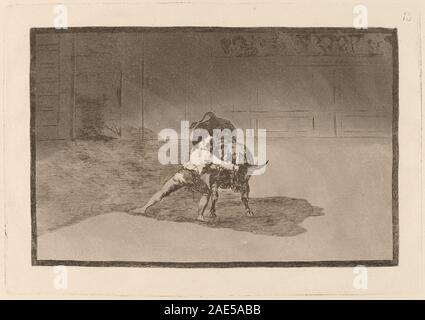 El famoso Martincho poniendo Banderilla-spieal Quiebro (Der berühmte Martincho Orte der Banderilla-spieSpielen den Stier mit der Bewegung seines Körpers); in oder vor 1816 Francisco de Goya, El famoso Martincho poniendo Banderilla-spieal Quiebro (Der berühmte Martincho Orte der Banderilla-spieSpielen den Stier mit der Bewegung seines Körpers), in oder vor 1816 Stockfoto