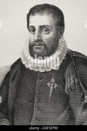 Fadrique Enríquez de Velasco (1460-1538). IV Almirante de Castila, IV Señor de Medina de Rioseco y III Conde de Melgar. Dibujo por Letre. Las Mejores. Litografía. Crónica de España, Historia y Ilustrada Descriptiva de Sus Provincias. Tomo Asturien und León, 1867. Biblioteca Histórico Militar de Barcelona, Cataluña, Spanien. Stockfoto