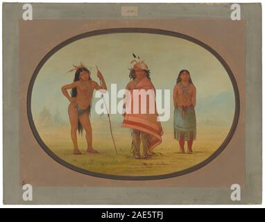 George Catlin (1796-1872), Chief Cochimtee, seiner Frau, und ein Krieger, 1855/1869, Öl auf Karte auf Pappe montiert, Paul Mellon Collection 1965.16.170 George Catlin, Cochimtee Chief, seiner Frau, und ein Krieger, 1855-1869 Stockfoto