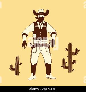 Vector Illustration Cartoon Style Cowboy Shooter Stock Vektor