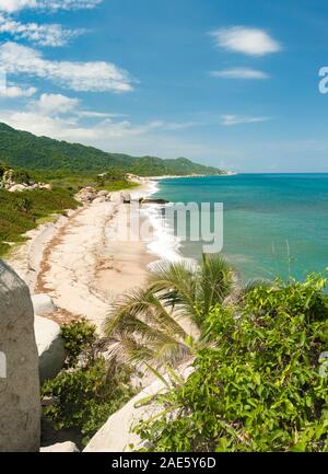 Landschaft im Tayrona Nationalpark in der Nähe von Santa Marta, Kolumbien. Stockfoto