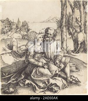 Das schlecht ausgesuchte Paar, 1495-1496 von Albrecht Dürer, zeigt einen Mann und eine Frau mit kontrastierenden Merkmalen und Kleidung, wobei menschliche Figuren, Proportionen und Porträts der frühen Nördlichen Renaissance betont werden. Stockfoto