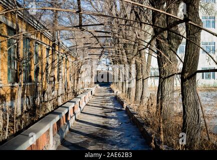 Hegang City, China-15 FEB 2018: verlassene Schule bauen in China Bereich Nord Stockfoto