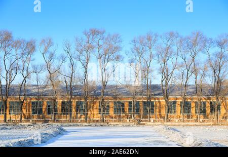 Hegang City, China-15 FEB 2018: verlassene Schule bauen in China Bereich Nord Stockfoto